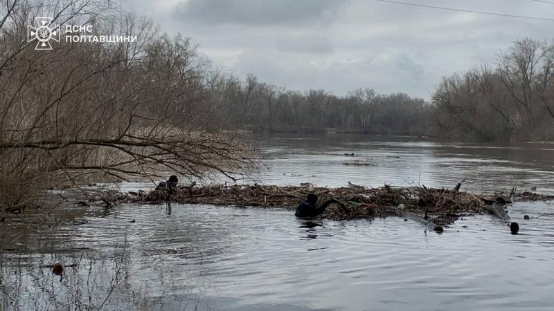 На Пслі біля Горішніх Плавнів ліквідовують масштабний затор: рятувальники працюють у складних умовах
