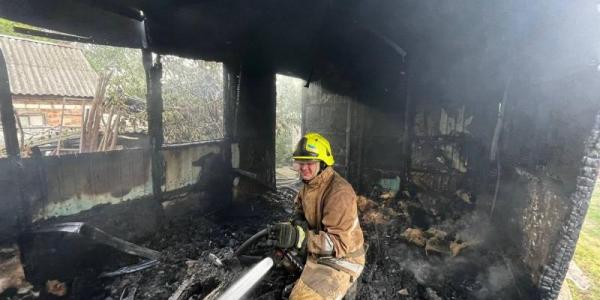 У Глобиному сталася пожежа господарчої споруди — врятували сусідню будівлю