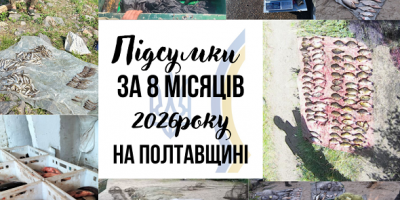 Цифри замість слів: 305 рейдів, 1563 порушення, 4,25 тонни риби або як пройшли перші 8 місяців 2026 року на водоймах Полтавщини