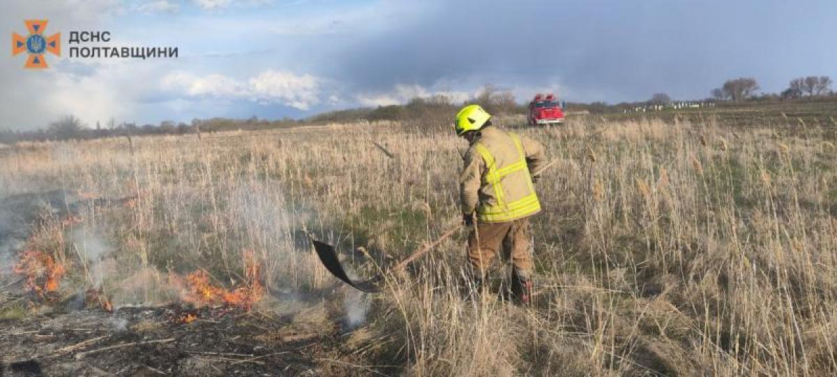 І сніг мете, і дощ іде, а в Кременчуцькому районі продовжує палати суха трава