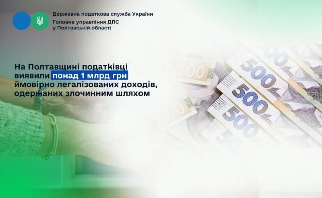На Полтавщині податківці виявили понад 1 млрд грн ймовірно легалізованих доходів, одержаних злочинним шляхом